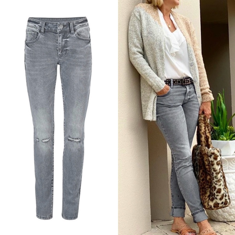 Cabi High Skinny Faded Distressed Jeans in Vapor Wash | 2